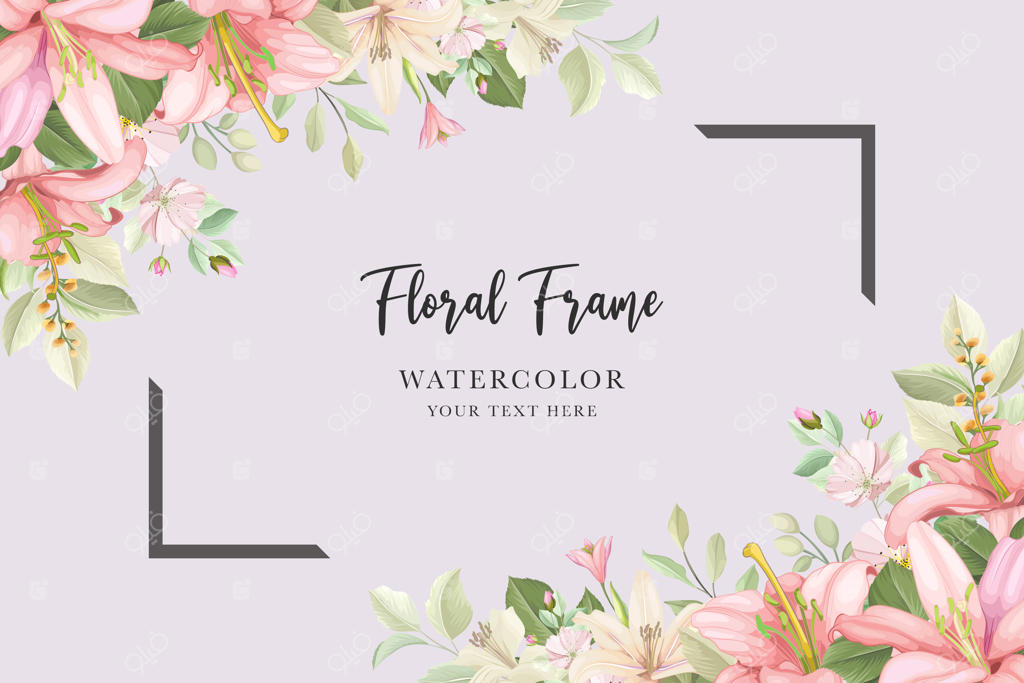 طراحی تاج گل و پس‌زمینه با گل‌های سوسن