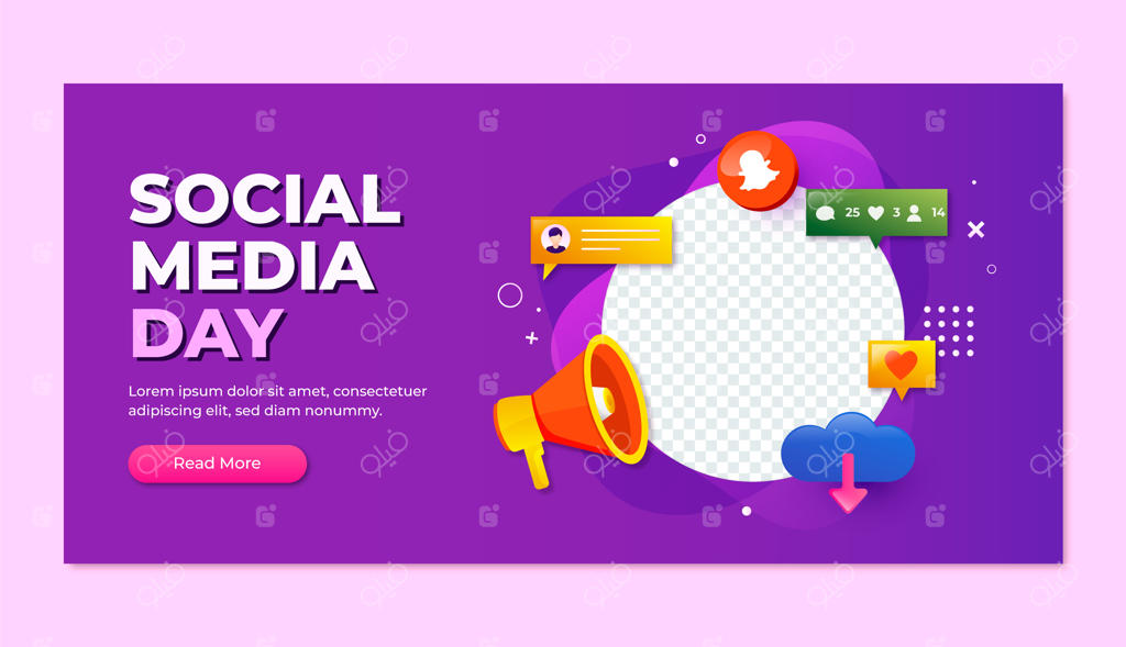 قالب بنر افقی برای جشن روز شبکه‌های اجتماعی