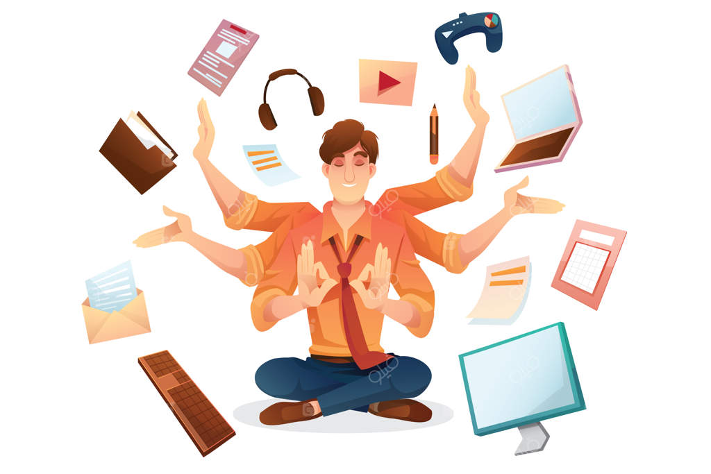 تصویر وکتور از مهارت‌های چندکاره و پرتوشه یک فرد