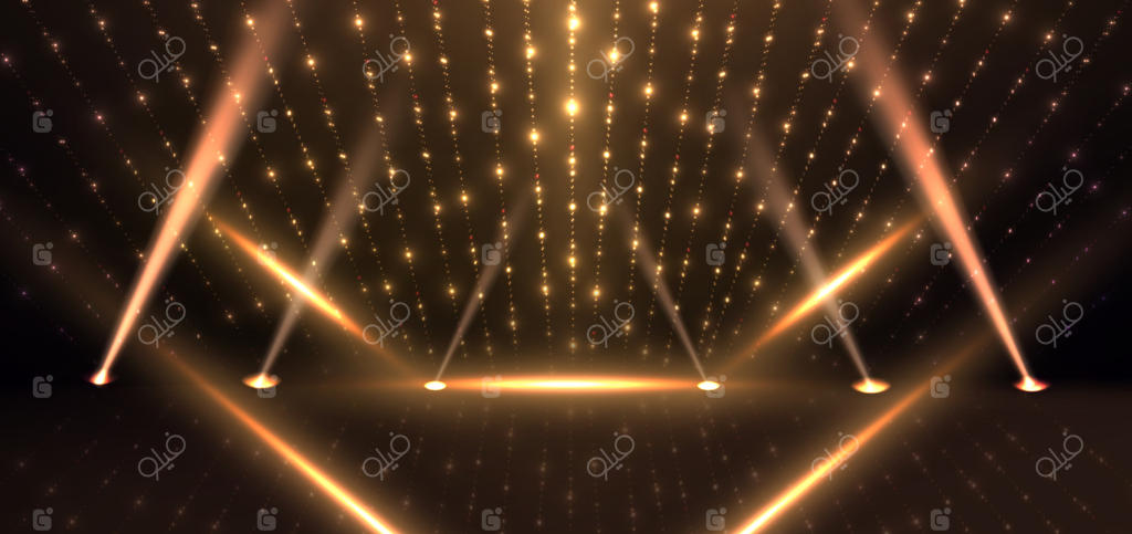 خطوط طلایی درخشان و براق با افکت نور روی پس‌زمینه مشکی: قالبی برای طراحی جوایز لوکس.