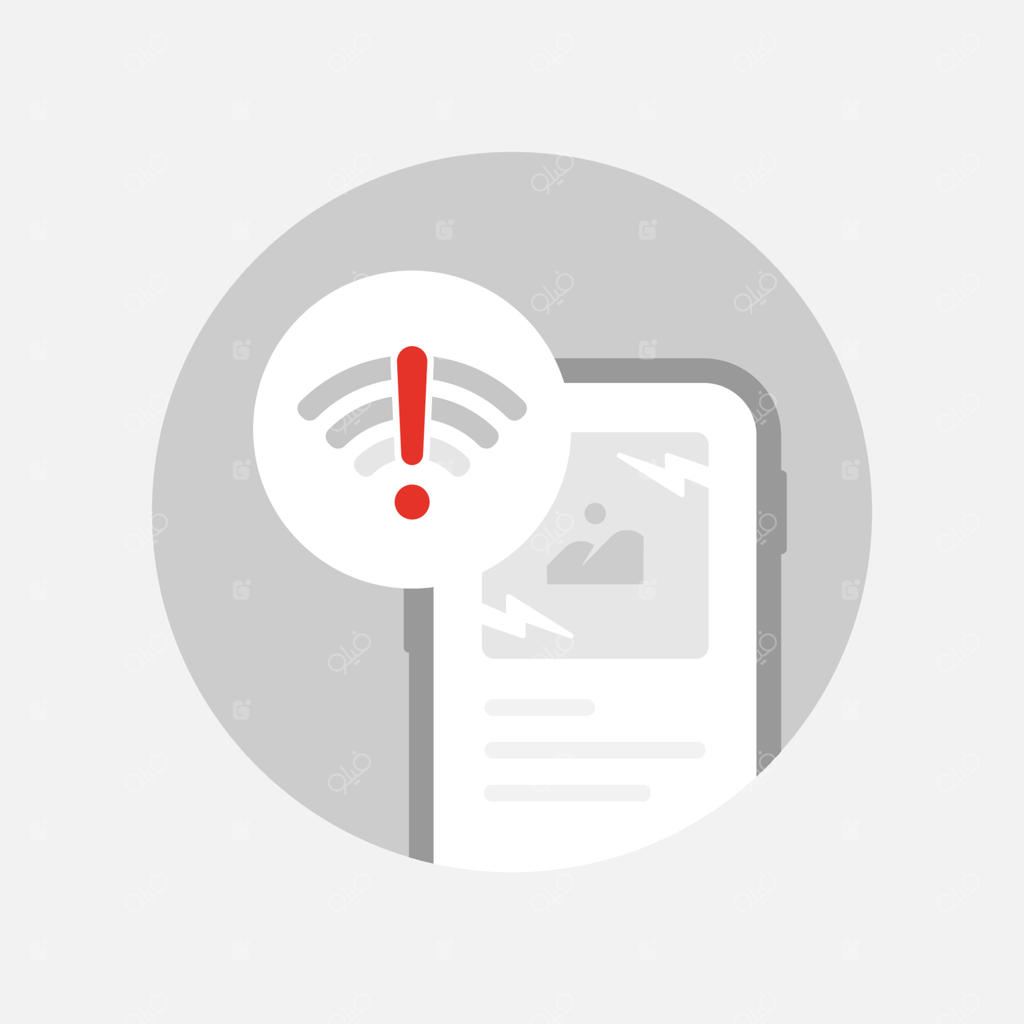 وکتور تصویرسازی مفهوم قطع اینترنت و خطای بارگذاری صفحه در گوشی موبایل با طراحی فلت؛ المان گرافیکی مدرن مناسب برای لندینگ پیج، رابط کاربری (UI) حالت خالی، اینفوگرافیک و آیکون با فرمت EPS10