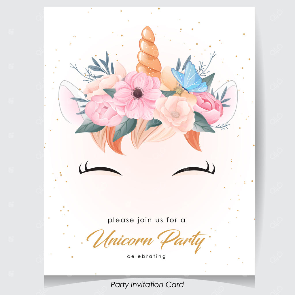 طرح بامزه اسب تک‌شاخ با نقاشی آبرنگی