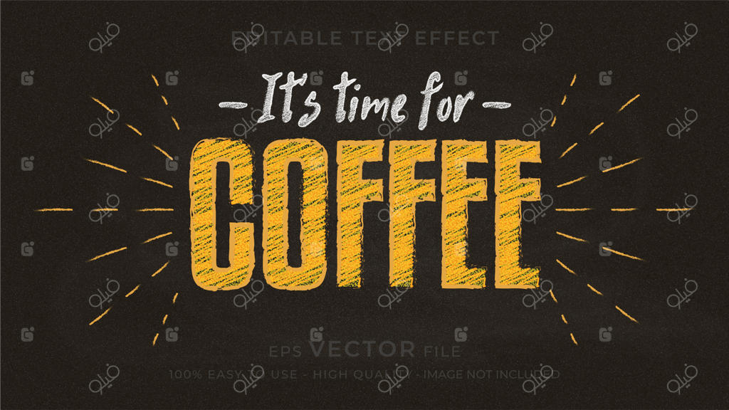 تایپوگرافی قهوه روی تخته سیاه: افکت متنی پریمیوم و قابل ویرایش
