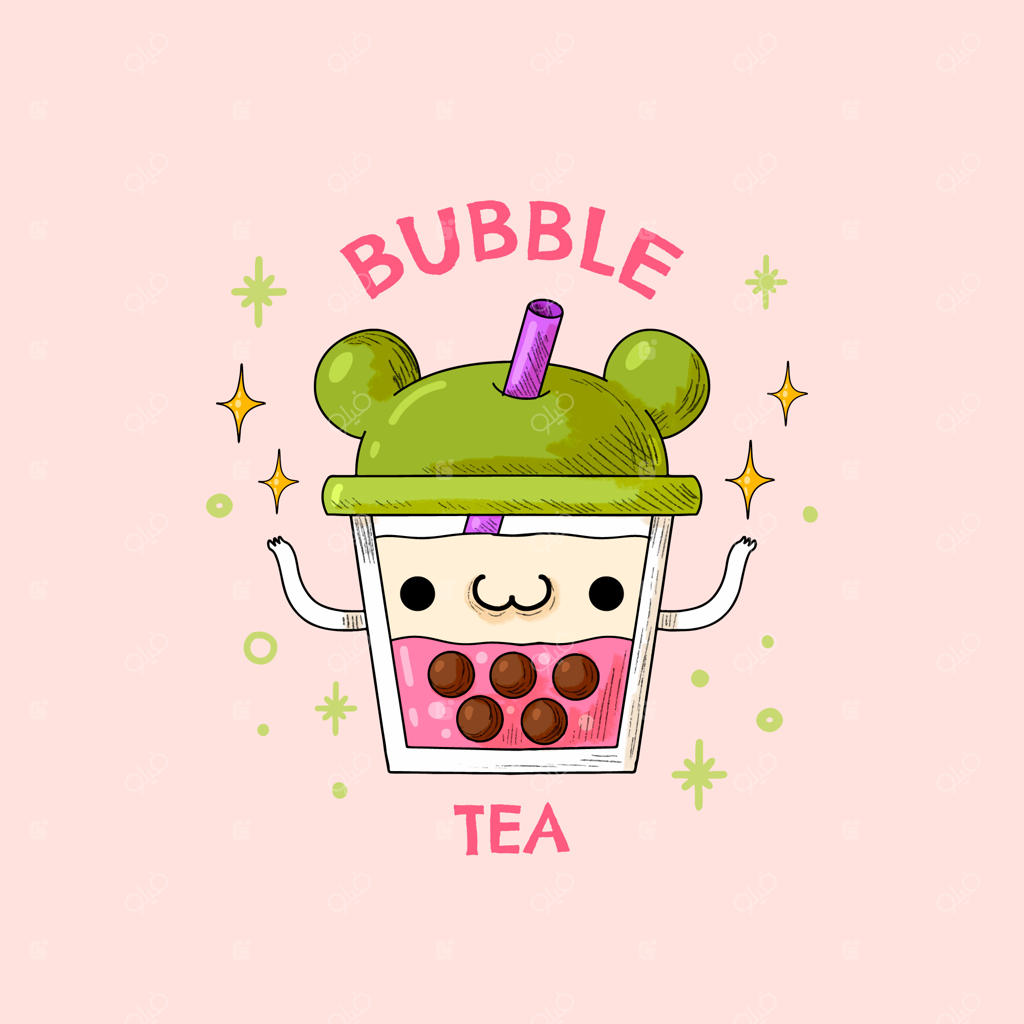 طراحی لوگوی چای حبابی به صورت دستی