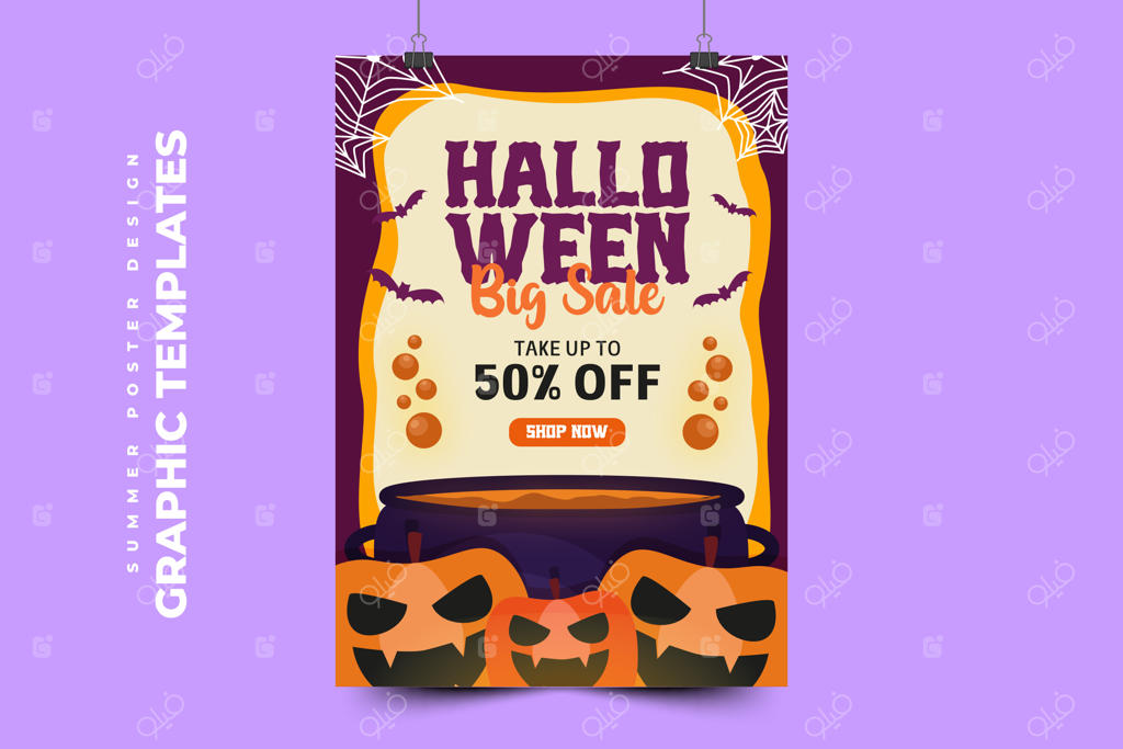 قالب طراحی گرافیکی هالووین با قابلیت سفارشی‌سازی آسان و طراحی ساده و شیک