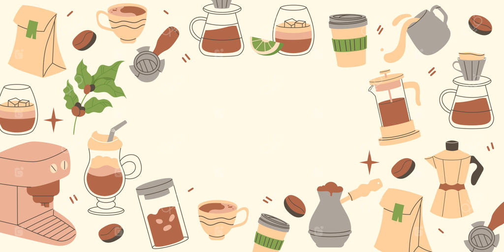 بنر افقی قهوه، قالبی روی پس‌زمینه روشن