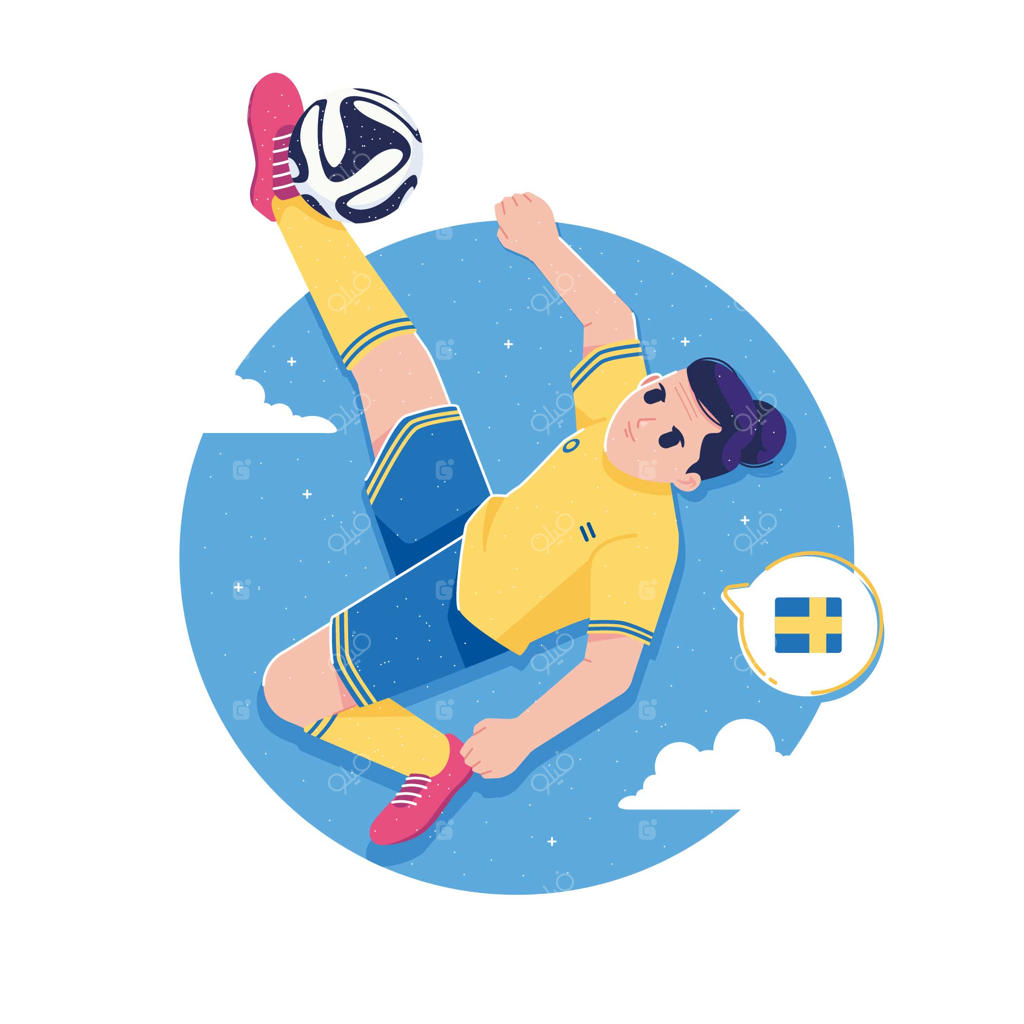 بازیکن فوتبال در حال زدن توپ