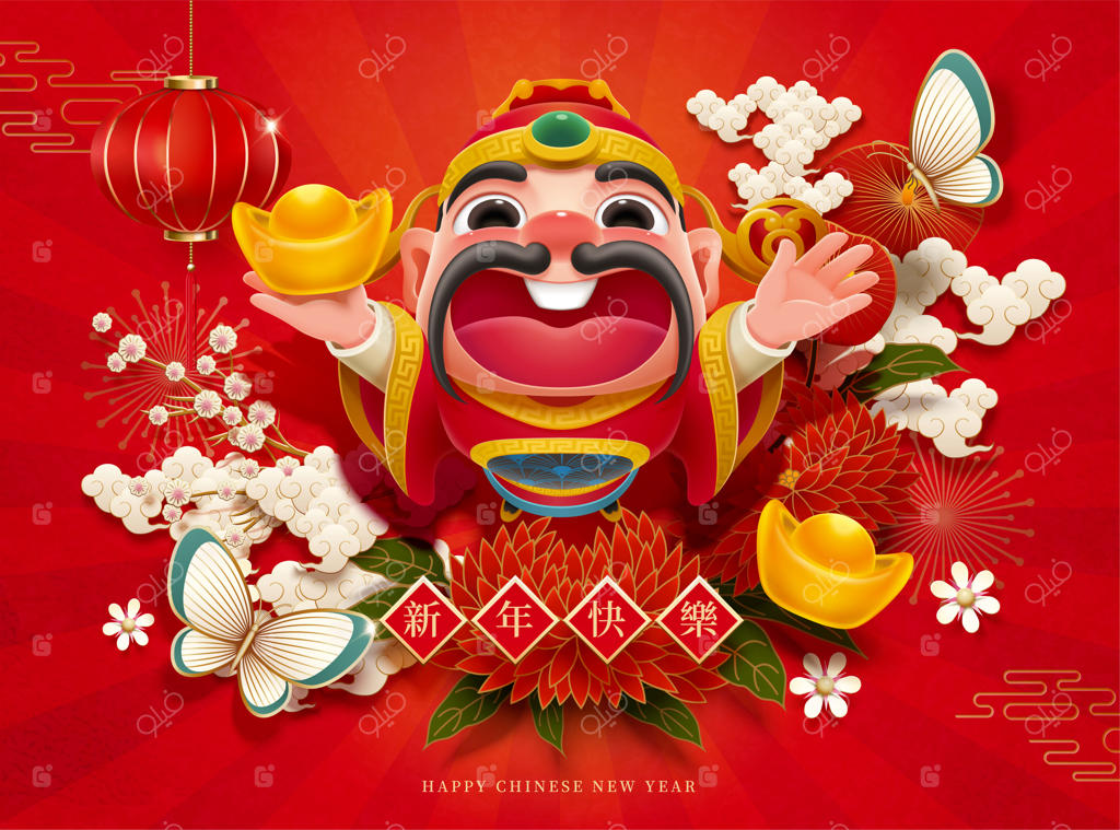 طرح سال نو با تم خدای ثروت