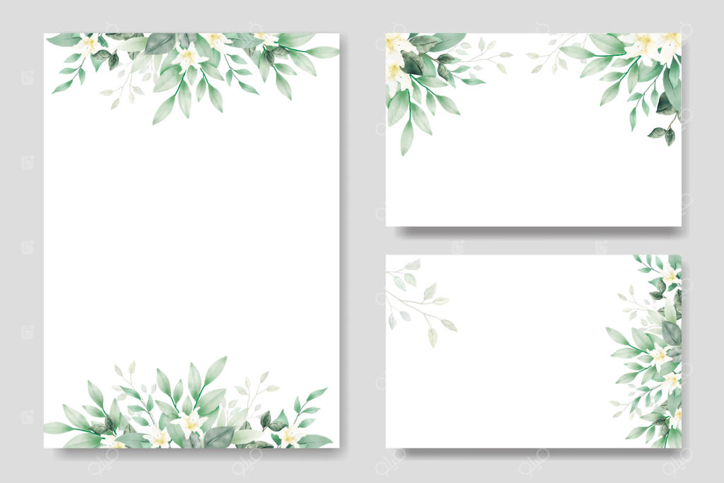 قالب کارت عروسی زیبا با طرح گل‌های آبرنگی