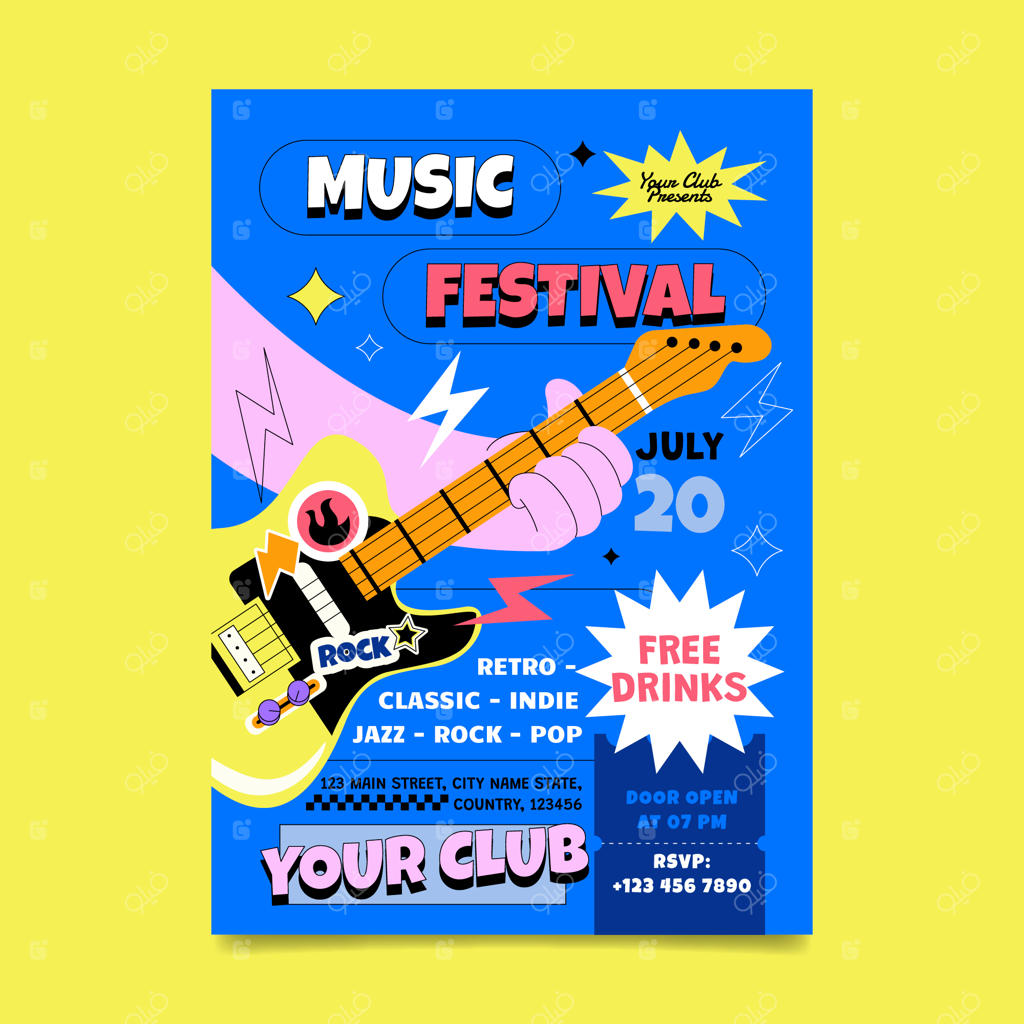 پوستر جشنواره موسیقی با طراحی دستی