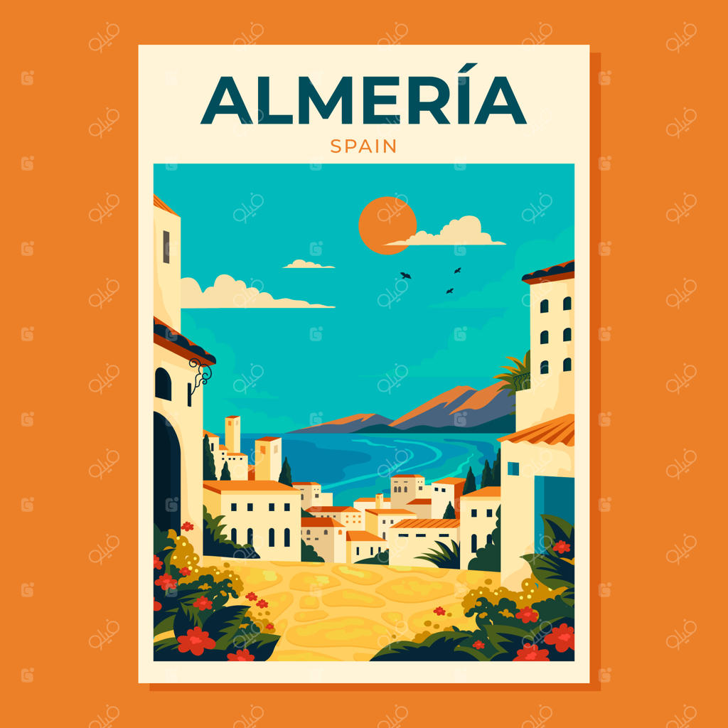 آلمریا، اسپانیا: پوستر سفر با طرح کارتونی کلاسیک