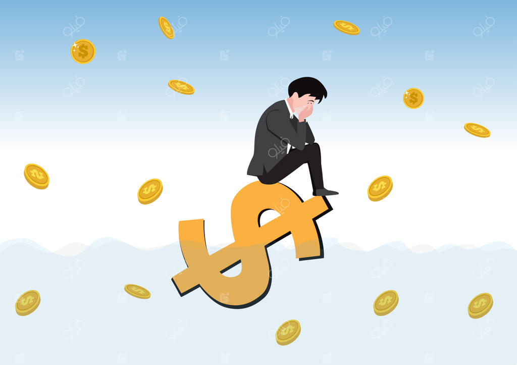 تصویرسازی وکتوری: بازرگانی که با او بحران مالی را تجربه می‌کرد، او را بسیار غمگین کرد