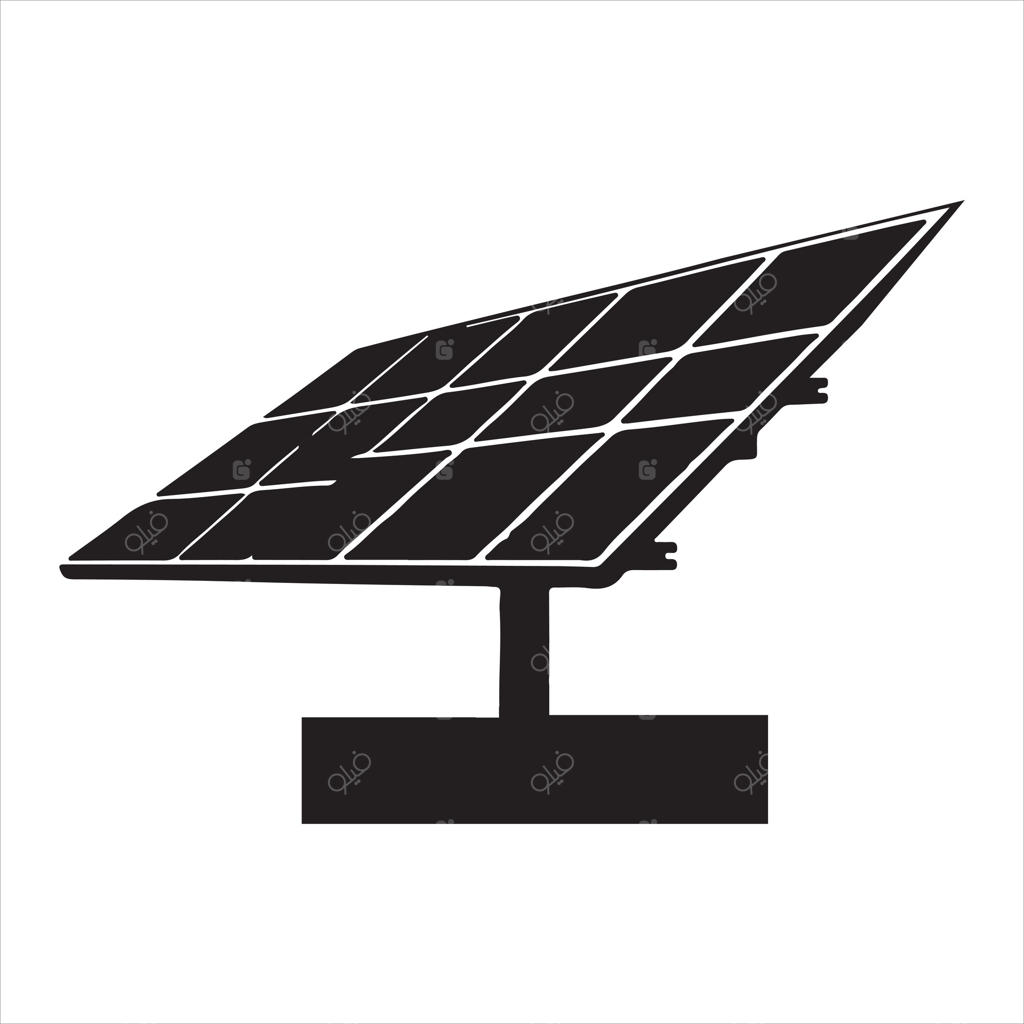 تصویر سیلوئت پانل خورشیدی بر روی پس‌زمینه سفید