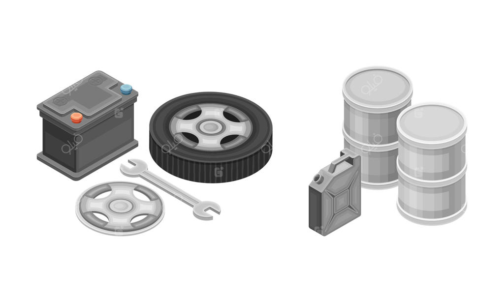 مجموعه خدمات خودرو: ابزار تعمیر و تشخیص خودرو به صورت ایزومتریک
