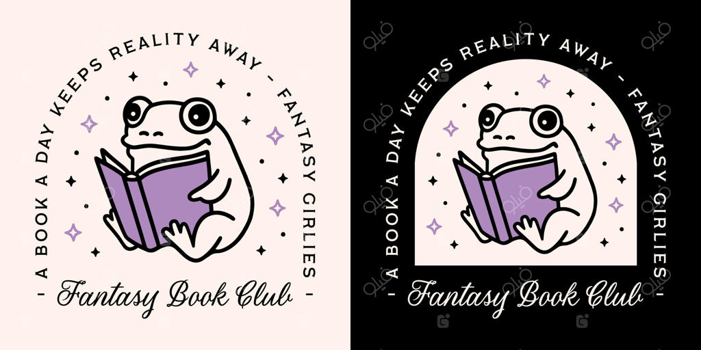 باشگاه کتاب فانتزی: عاشقان رمان تاریک با نقل‌قول‌های خنده‌دار - برچسب و طراحی تی‌شرت با قورباغه‌ی دوست‌داشتنی کتاب‌خوان، جادوی زنانه، زیبایی‌شناسی بنفش و سیاه پوسترRetro