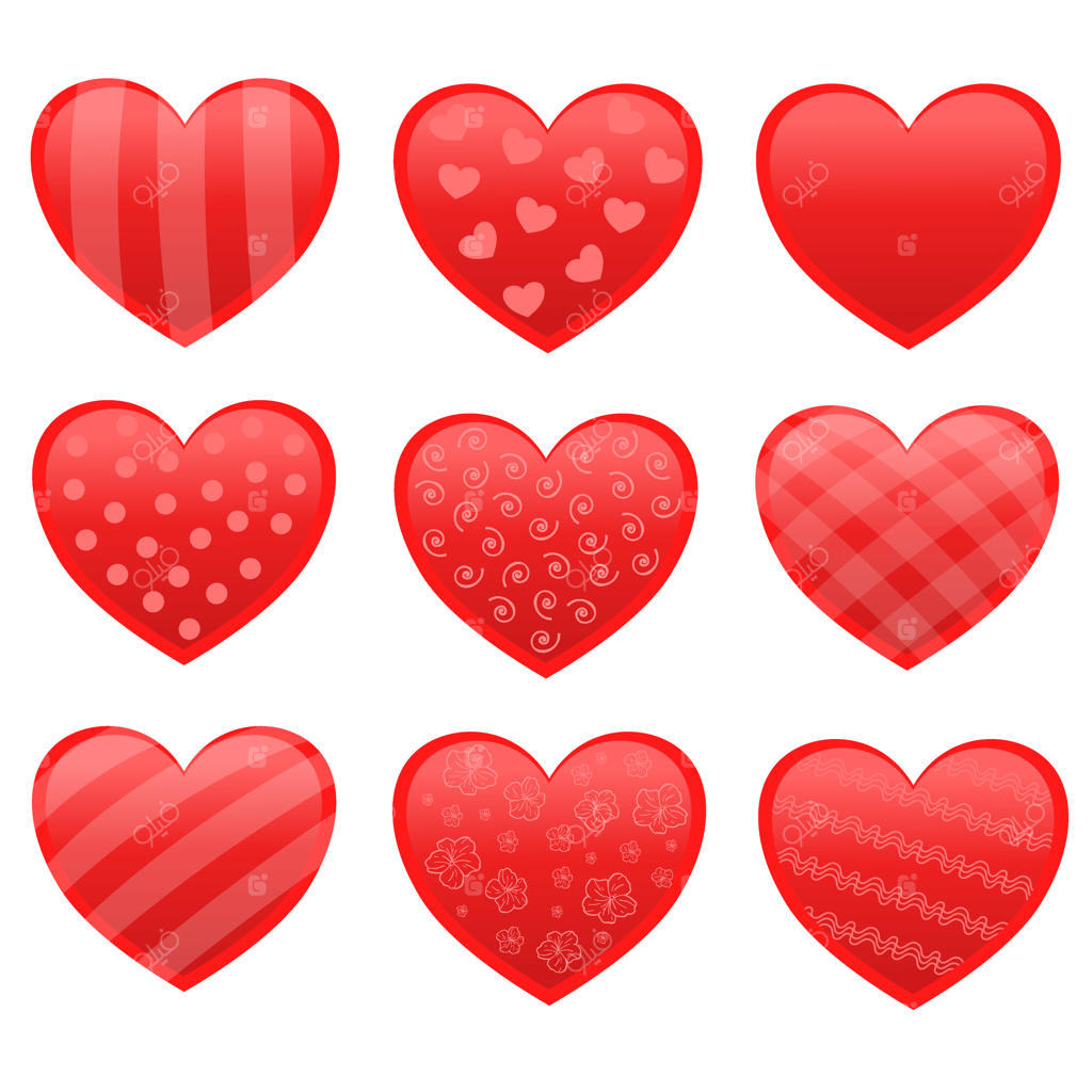 برچسب‌های قلبی ولنتاین به صورت مجموعه وکتوری