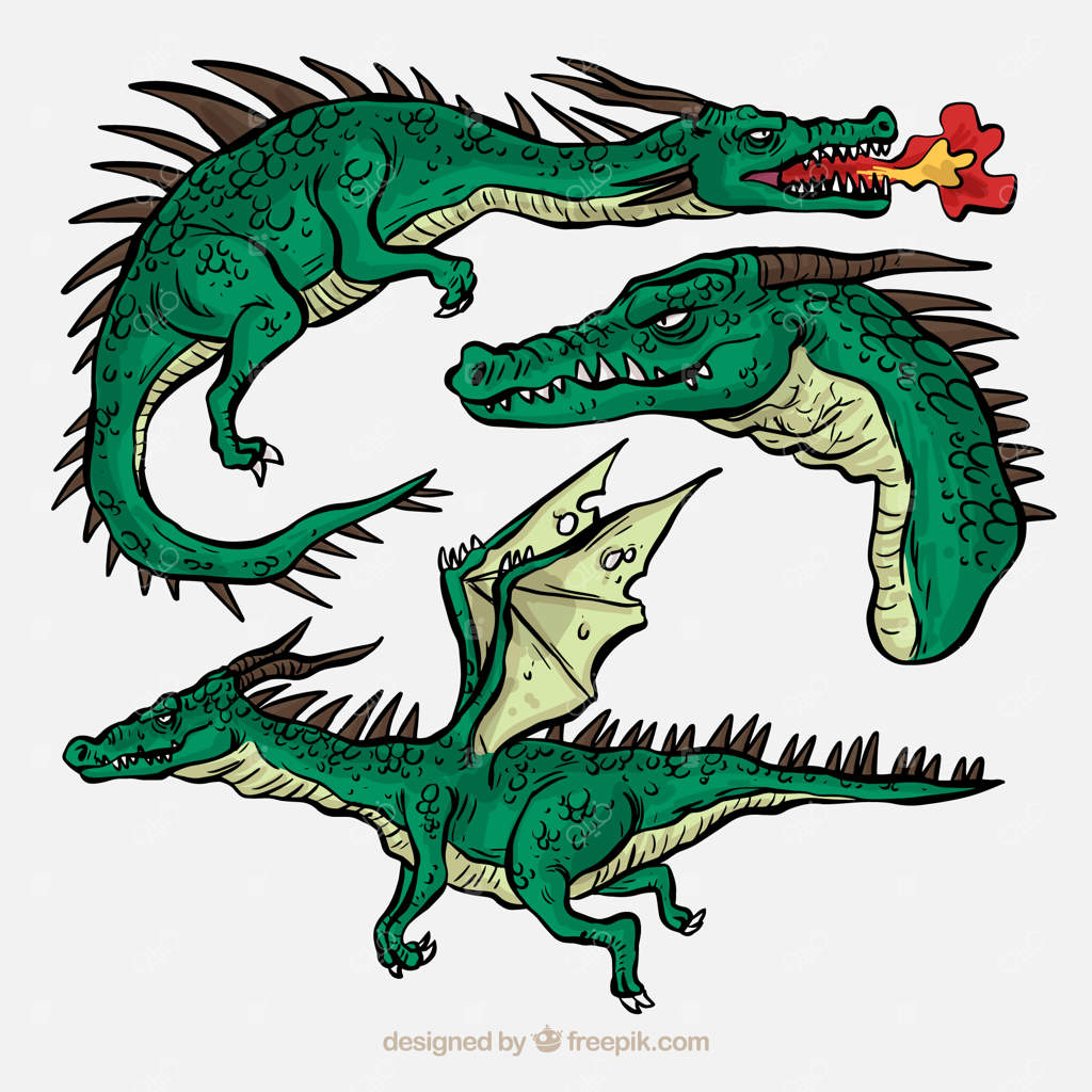 مجموعه شخصیت‌های اژدها با طراحی دستی