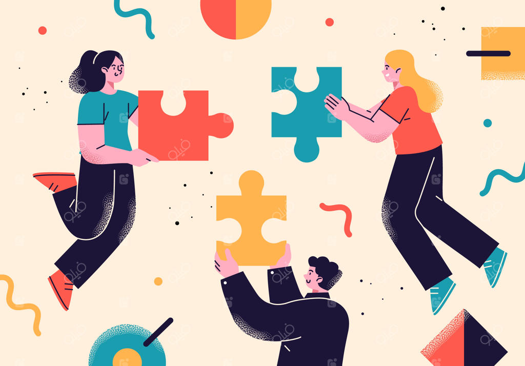 شخصیت‌های سبک تخت از کارمندان در محل کار - تصویرسازی کسب‌وکار در محیط اداری و غیررسمی