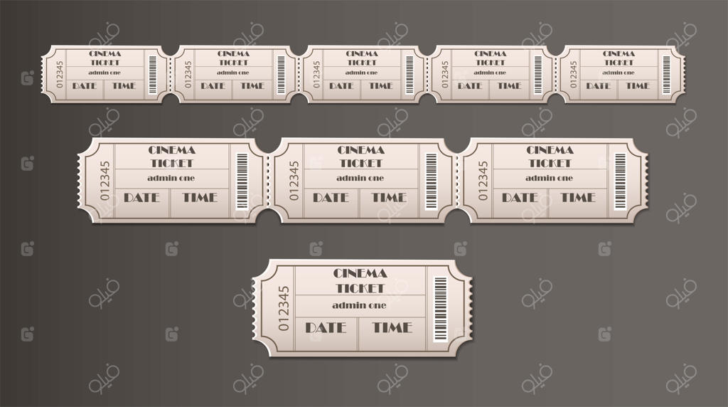 آیکن وکتور: بلیط سینما، مفهوم شب فیلم. مناسب برای پس‌زمینه.