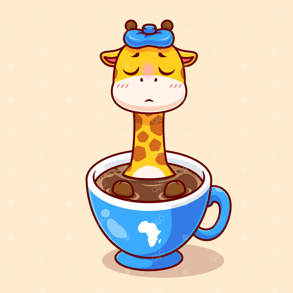 تب جالب زرافه بامزه در آیکون وکتور کارتون قهوه - مفهوم آیکون نوشیدنی حیوانات مجزا شده