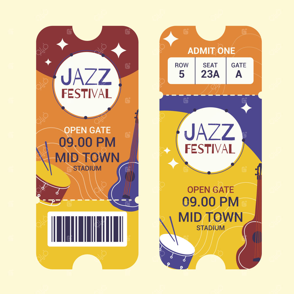 الگوی بلیت کنسرت طراحی دستی