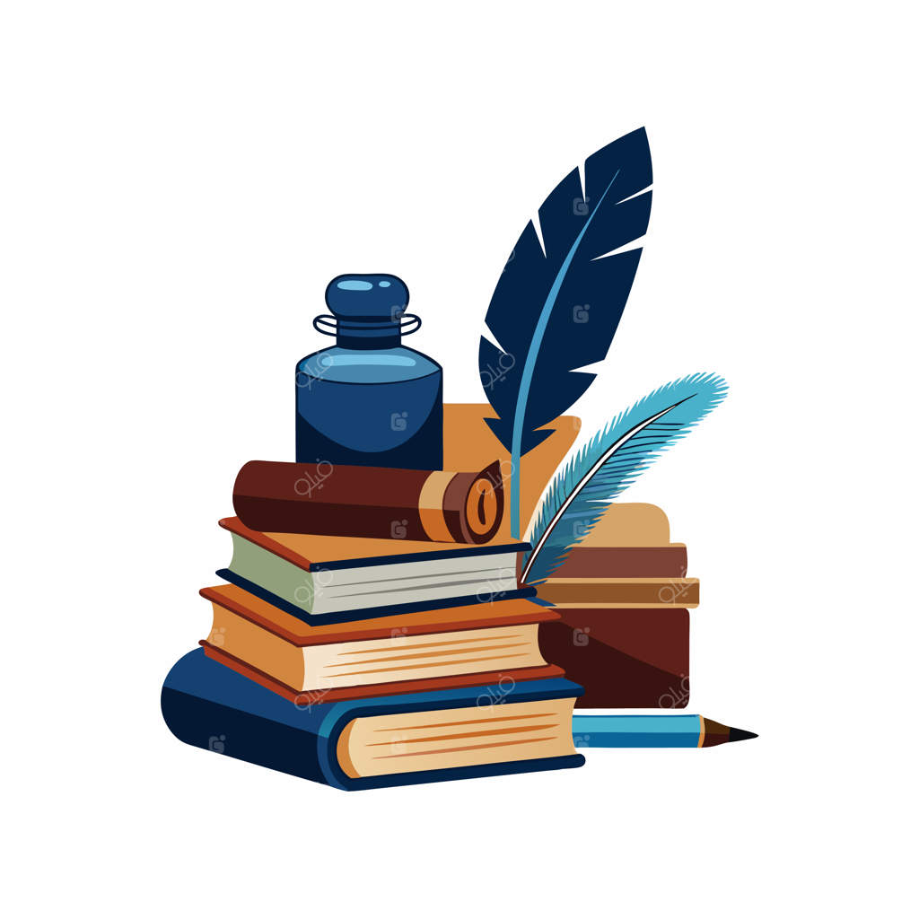 تصویرسازی تخت از یک دسته کتاب