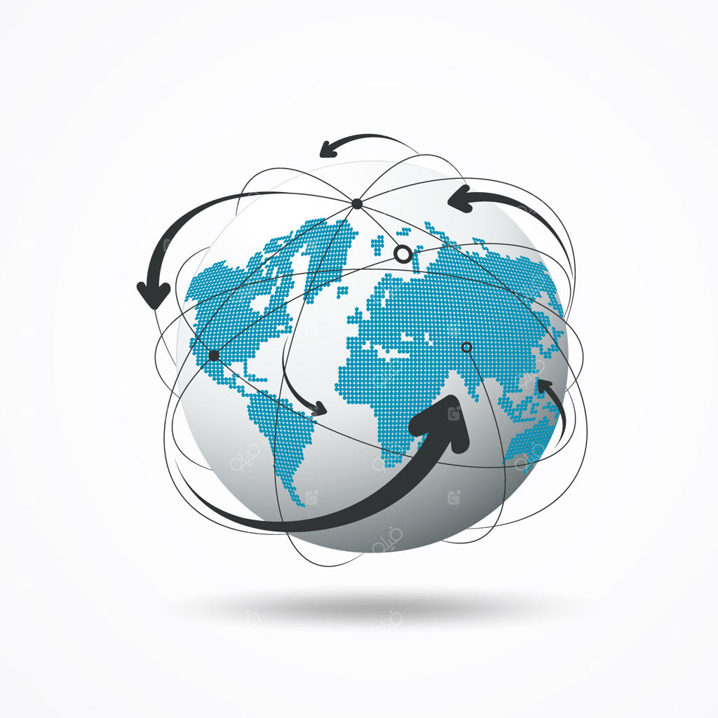 طراحی شبکه ارتباطات مدرن جهان - تصویرسازی برداری