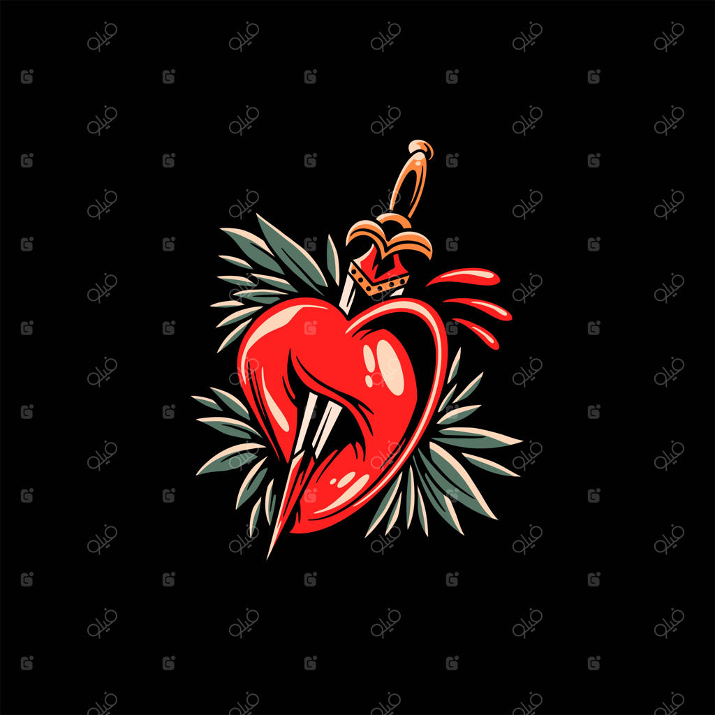 طرح وکتور تاتو عشق و درد