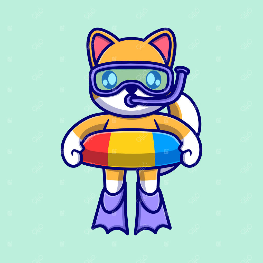 تصویرکتاب کارتونی سگ غواص بانمک - آیکون حیوانات برداری وکتور فلت ویژه