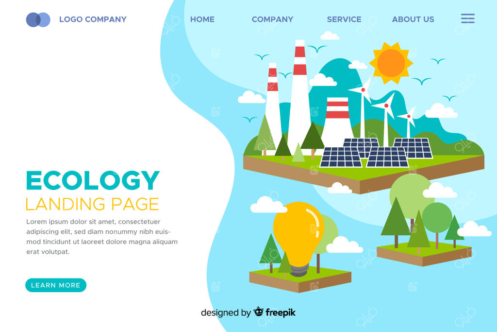 قالب صفحه فرود اکولوژی تخت