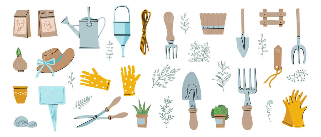 مجموعه برچسب‌های بهاری با موضوع باغبانی.