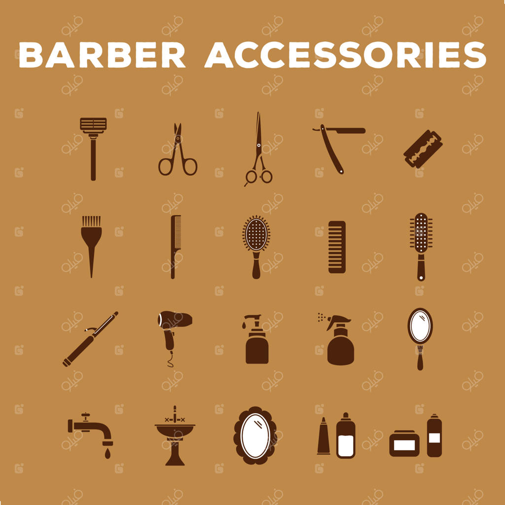 لوازم آرایشگری: قیچی اصلاح سبیل و ابزار حالت‌دهی ریش و مو