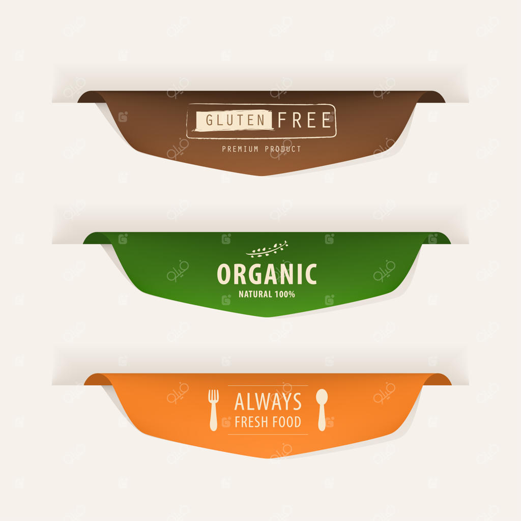 نشان طبیعی و برچسب غذای تازه ارگانیک.