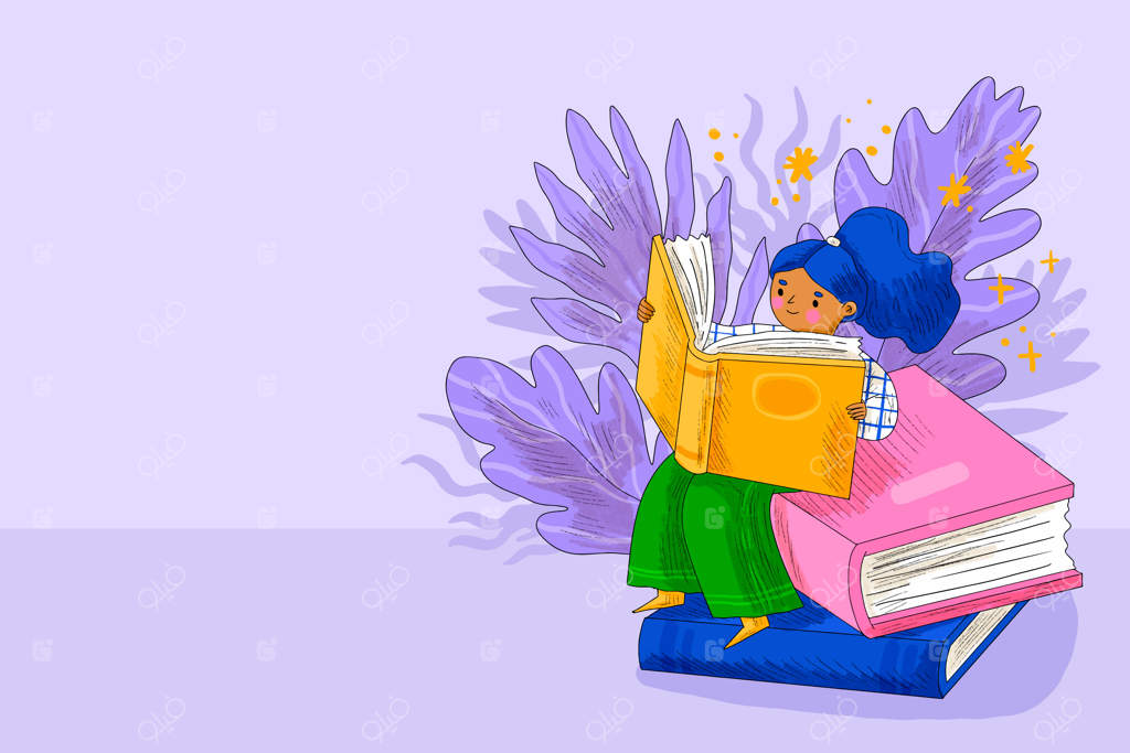 تصویر دختری که کتاب می‌خواند