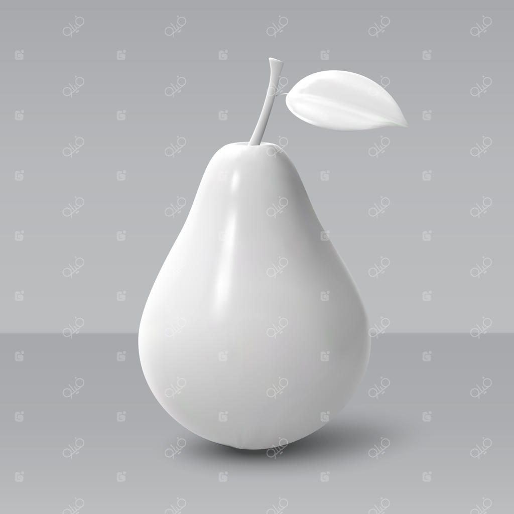 تصویر واقعی گلابی سفید در پس‌زمینه خاکستری