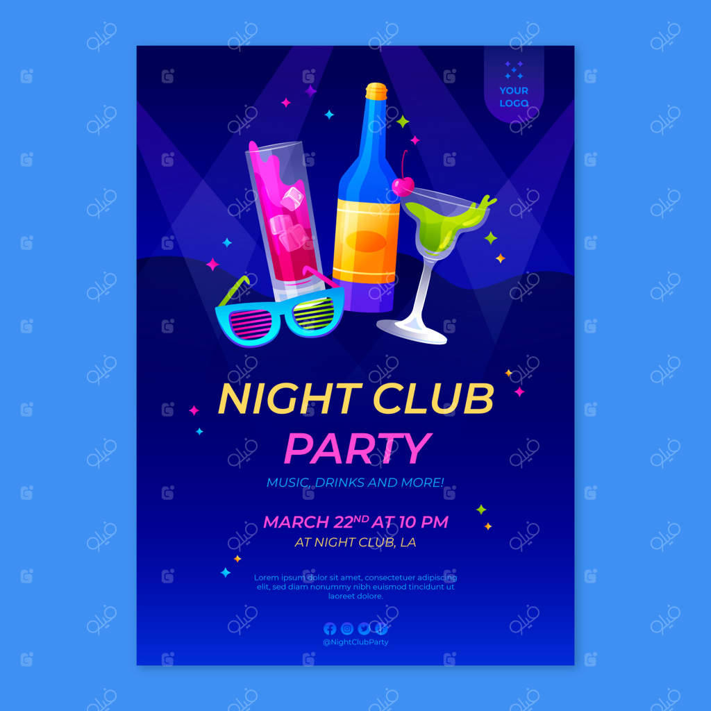 قالب پوستر کلوب شبانه با گرادینت جذاب