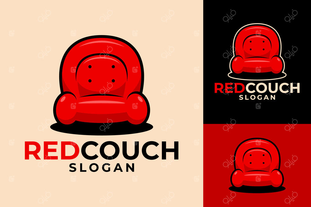 طراحی لوگوی مبلمان و کاناپه قرمز