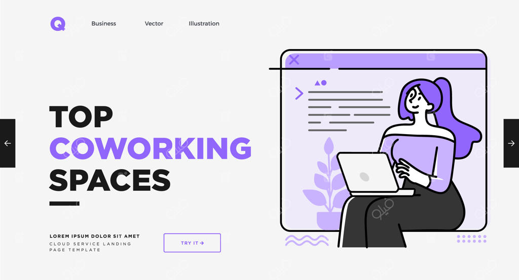 قالب اسلاید ارائه یا طراحی سایت لندینگ پیج - مفهوم فضای کاری