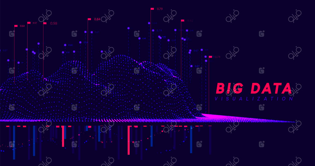 تصویرسازی کلان‌داده‌ها: فناوری موج اطلاعات. پس‌زمینه انتزاعی آینده‌نگر از کلان‌داده‌های دیجیتال. محاسبه و پردازش داده‌های تحلیلی. تصویرسازی وکتوری