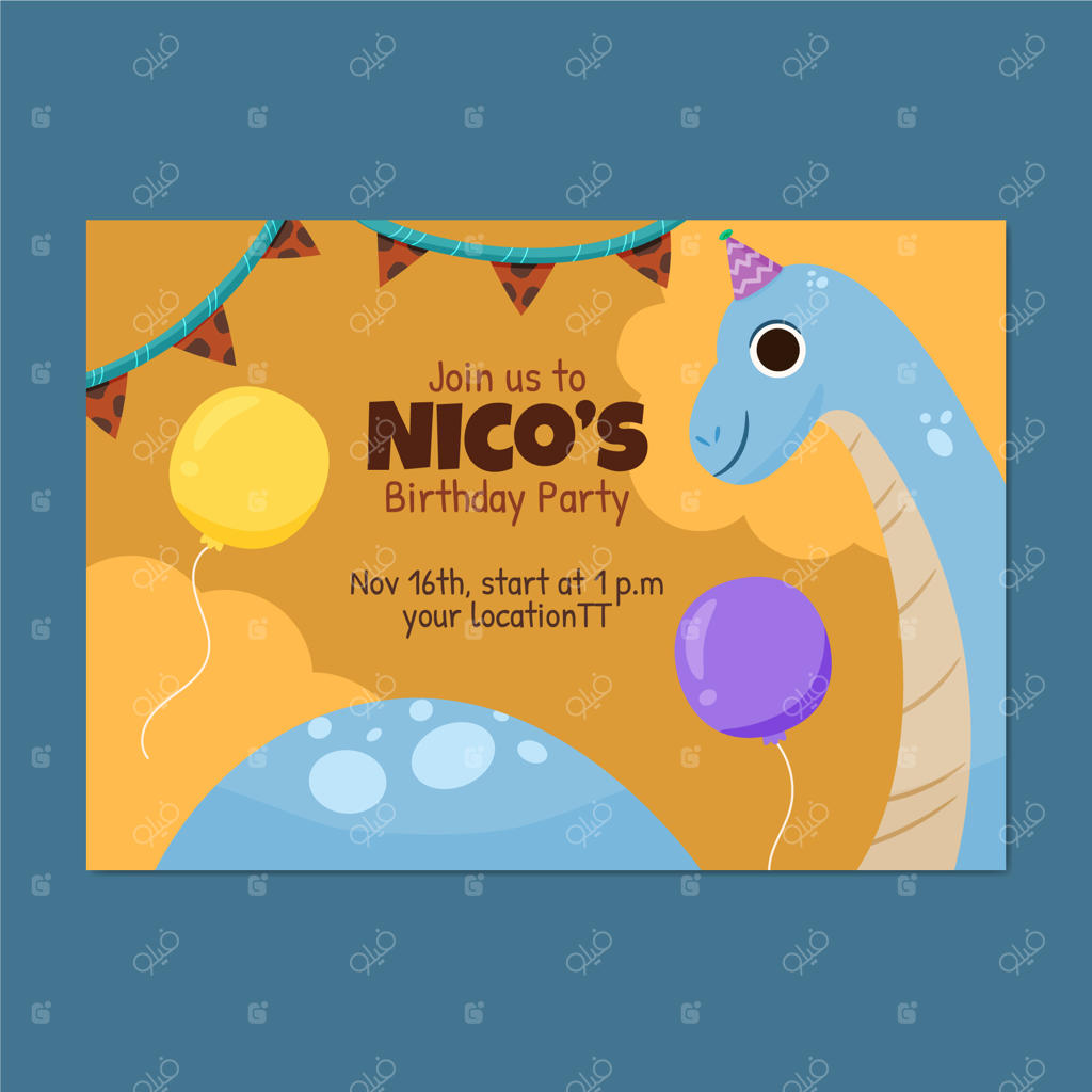 دعوت‌نامه تولد کودکانه با طراحی دستی