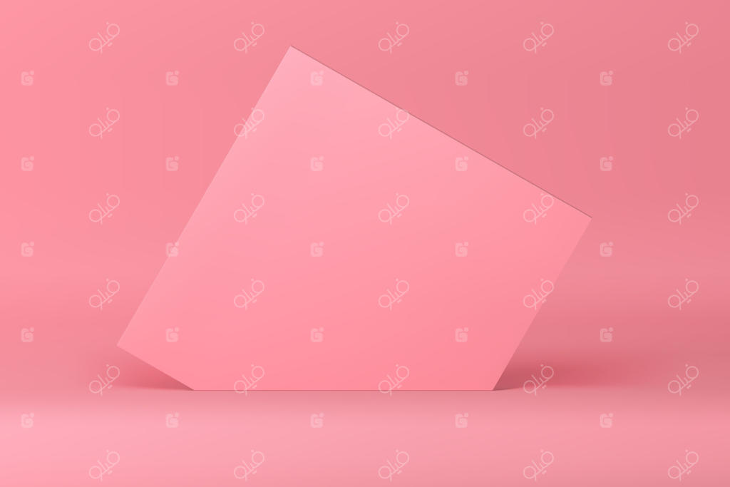 پس‌زمینه سه‌بعدی صورتی با طراحی هندسی برای تبلیغ محصولات زیبایی زنانه