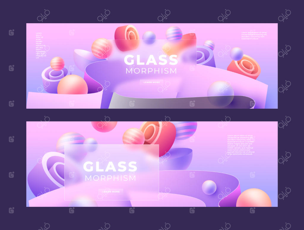 بنر افقی با افکت شیشه‌ای واقعی