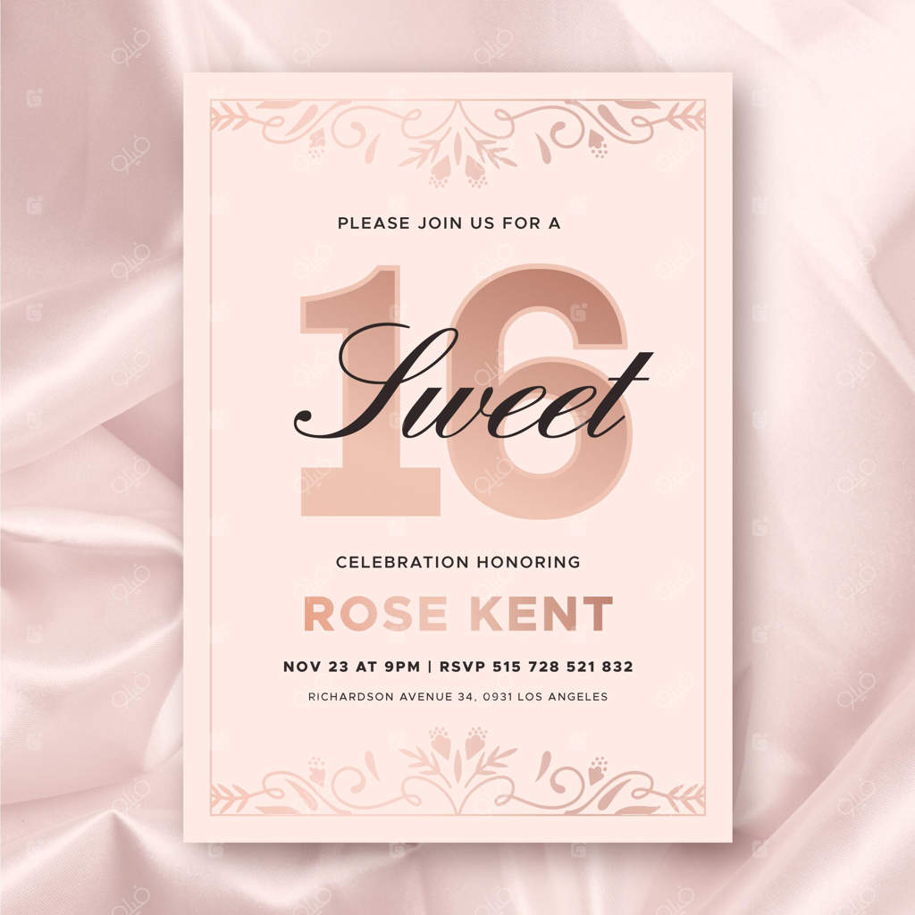 قالب دعوت‌نامه جشن تولد شانزده سالگی