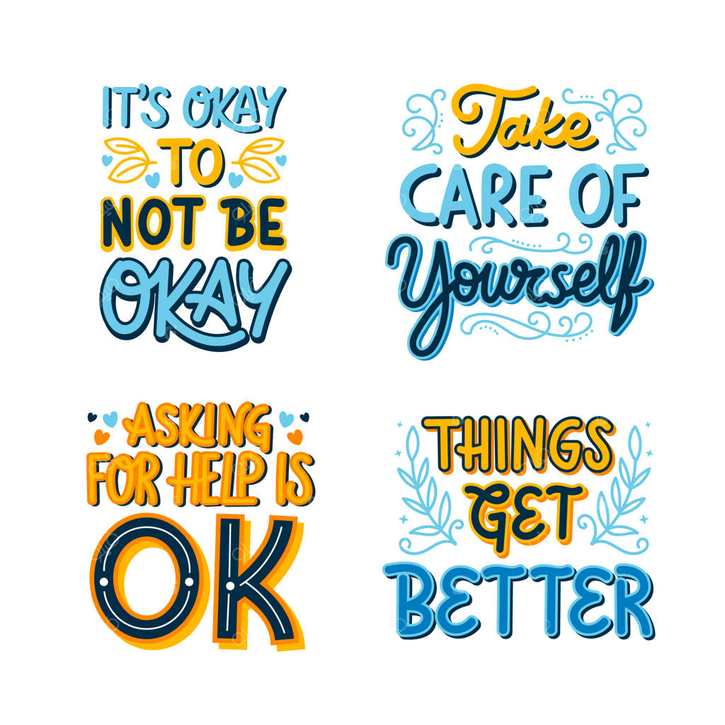 برچسب‌های سلامت روان با طراحی‌های رنگارنگ و زیبا