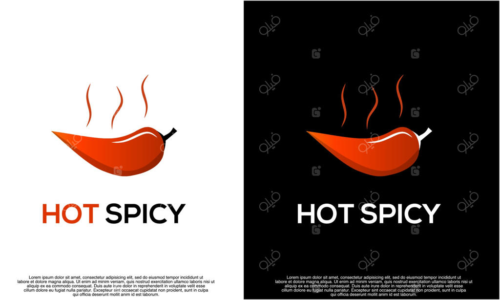 طراحی لوگوی فلفل تند، لوگوی تند و تیز بر روی پس‌زمینه‌ای مجزا،