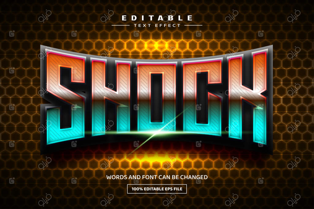 الگوی افکت متنی سه‌بعدی ویرایش‌پذیر شوک