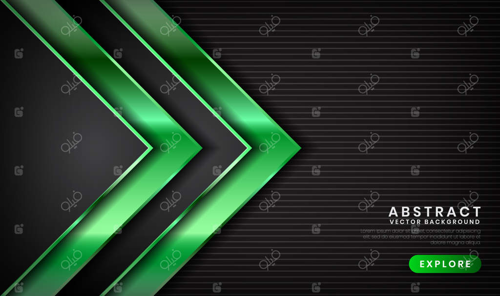 پس‌زمینه سه‌بعدی لوکس سیاه و سبز با افکت نور