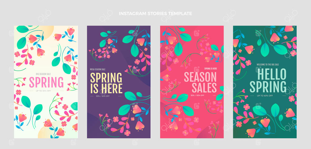 مجموعه استوری های اینستاگرام با طراحی گرادینت بهاری