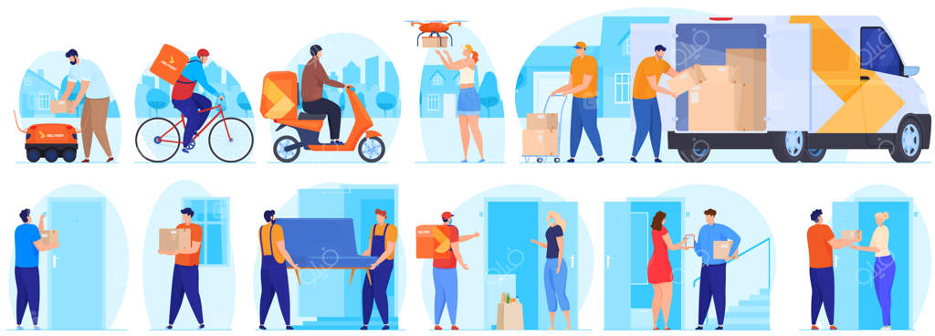 خدمات تحویل: پیک بسته را می‌رساند.