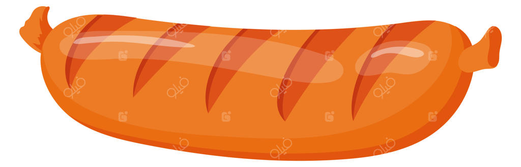 آیکون کارتونی سوسیس کبابی و نماد باربیکیو